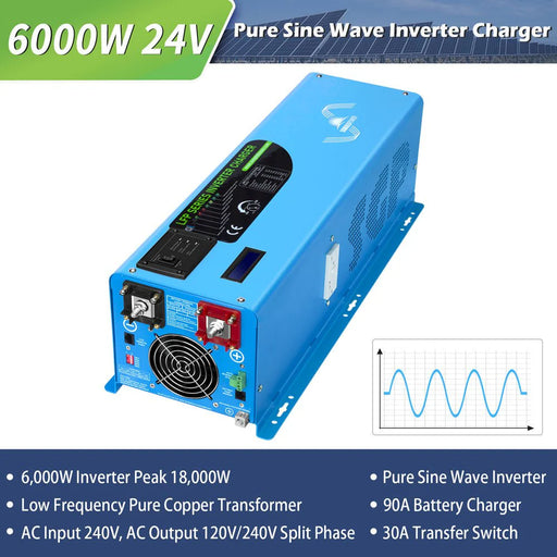 Sungold Power - 6000W Split-Phase Inverter + 10.24kWh LiFePO₄ Battery Bundle (24V or 48V Options) - King of Generators