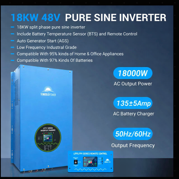 Sungold Power - 18,000W 48V Split Phase Pure Sine Wave Inverter Charger