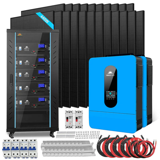Sungold Power - Off Grid Solar Kit 13000W 48VDC 120V/240KWH LiV LifePo4 25.6thium Battery 22 X 440 Watts Solar Panels - King of Generators