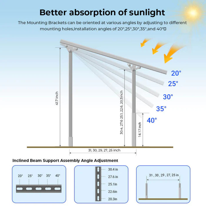 Ground Mount Brackets for 400W to 590W Solar Panels