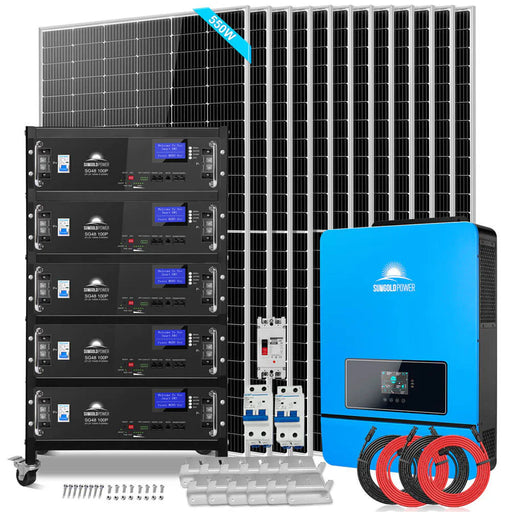 Sungold Power - Off-Grid Solar Kit  12 X 550 WATTS SOLAR PANELS 25.6KWH LITHIUM BATTERY 10KW SOLAR INVERTER 48VDC 120V/240V - King of Generators