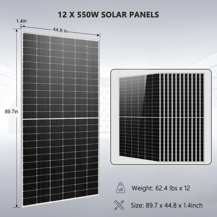 Sungold Power - Off-Grid Solar Kit  12 X 550 WATTS SOLAR PANELS 25.6KWH LITHIUM BATTERY 10KW SOLAR INVERTER 48VDC 120V/240V - King of Generators