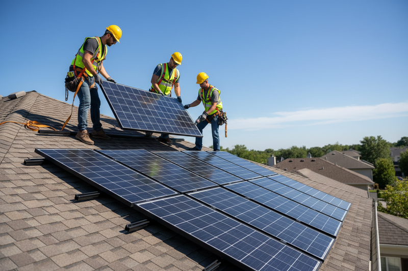 an image showing solar panels being installed on a roof 