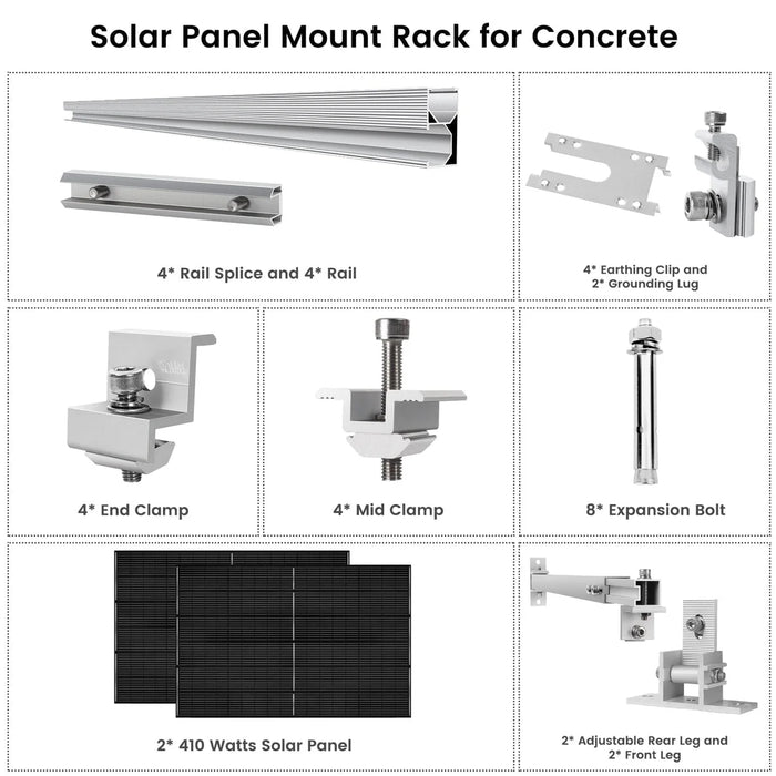 410 Watt Monocrystalline Solar Panel (2 Pack) With Solar Panel Mount Rack Sale price