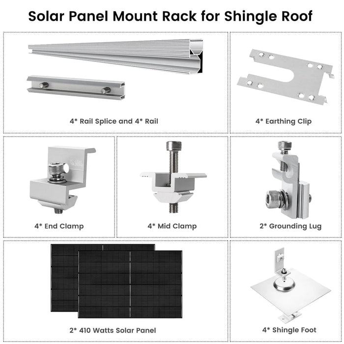 410 Watt Monocrystalline Solar Panel (2 Pack) With Solar Panel Mount Rack Sale price