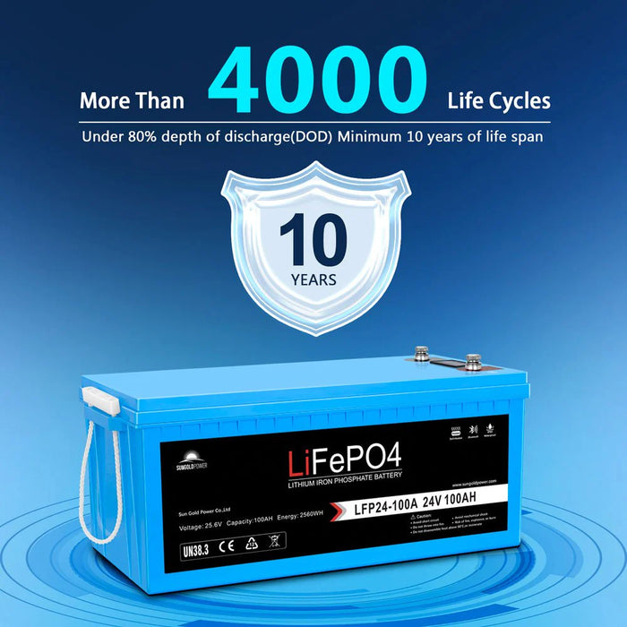 SUNGOLDPOWER 24V 100AH LiFePO4 Battery - King of Generators