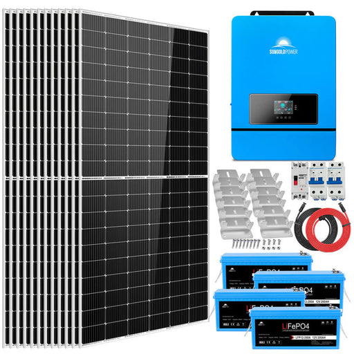 Sungold Power - Complete off Grid Solar Kit 8000W 48V 120V/240V output 10.24KWH Lithium Battery 5400 Watt Solar Panel - King of Generators