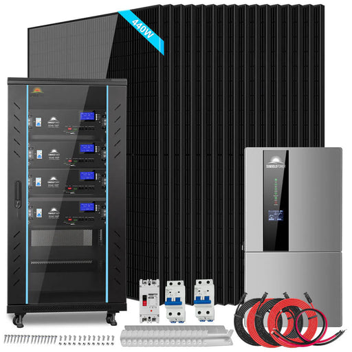 SunGold Power - Hybrid Solar Kit 11.4KW 48V Split Phase 20.48KWH +440 Watt Solar Panel - King of Generators