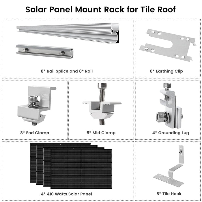 410 Watt Monocrystalline Solar Panel (4 Pack) With Solar Panel Mount Rack